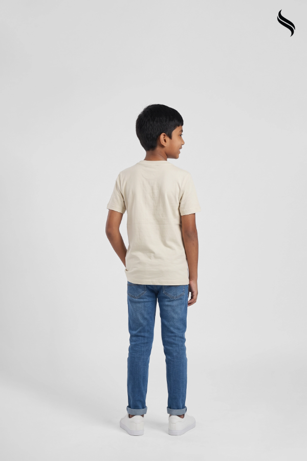 SEESHELL Boys' Organic Cotton T-Shirt – Light Cream (Light Cream Color) 01