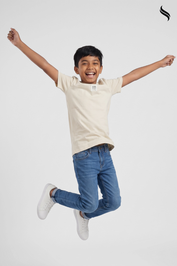 SEESHELL Boys' Organic Cotton T-Shirt – Light Cream (Light Cream Color) 02