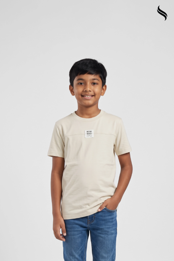 SEESHELL Boys' Organic Cotton T-Shirt – Light Cream (Light Cream Color) 03