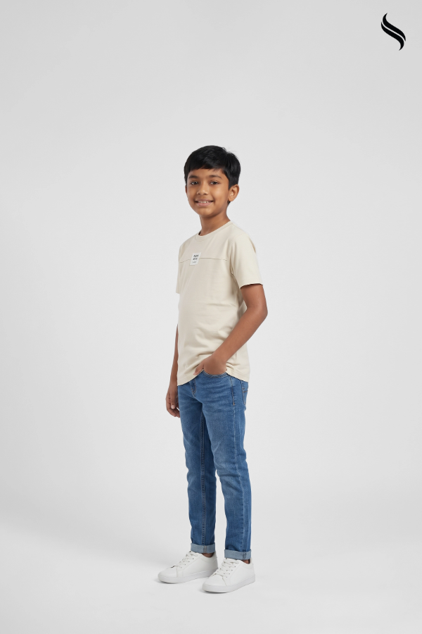 SEESHELL Boys' Organic Cotton T-Shirt – Light Cream