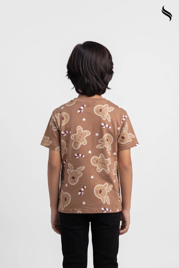 SEESHELL Boys' Printed Knit T-Shirt – Chocolate Malt (Chocolate Malt Color) 01