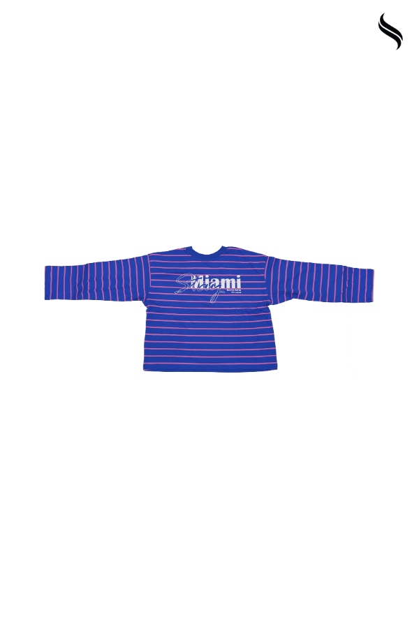 SEESHELL Girls' Striped Graphic Long Sleeve Top – Blue & Pink (Blue & Pink Color) 06