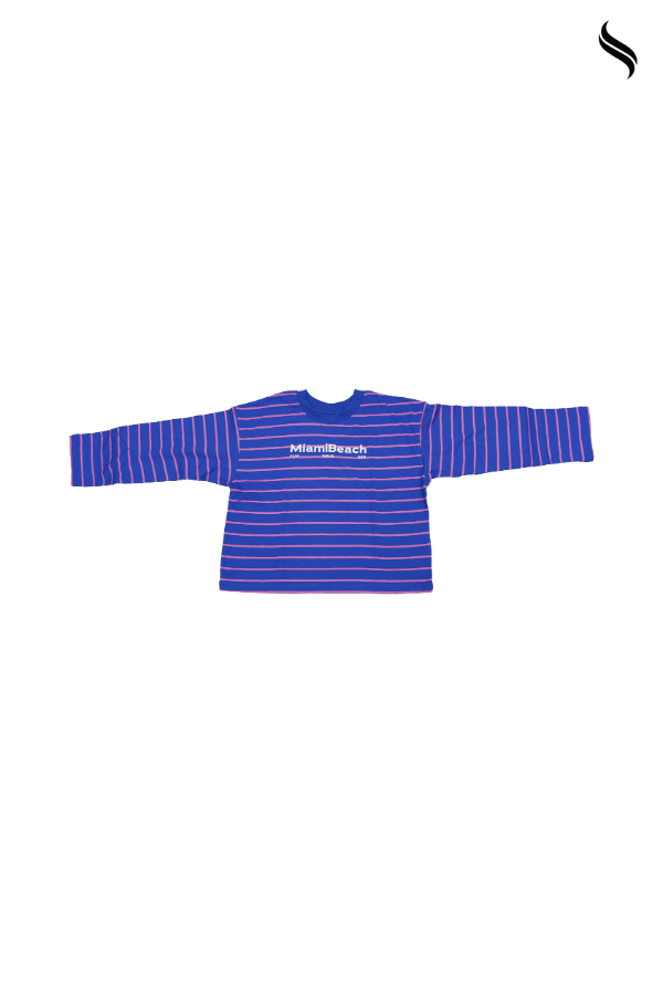 SEESHELL Girls' Striped Graphic Long Sleeve Top – Blue & Pink (Blue & Pink Color) 07