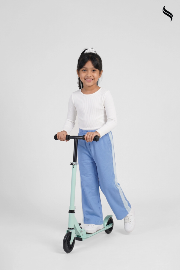 SEESHELL Girls Wide Leg Brush Fleece Trouser Sky Blue (Sky Blue Color) 04