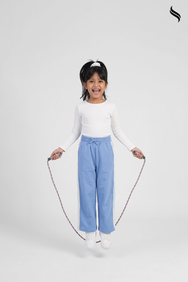 SEESHELL Girls Wide Leg Brush Fleece Trouser Sky Blue (Sky Blue Color) 05