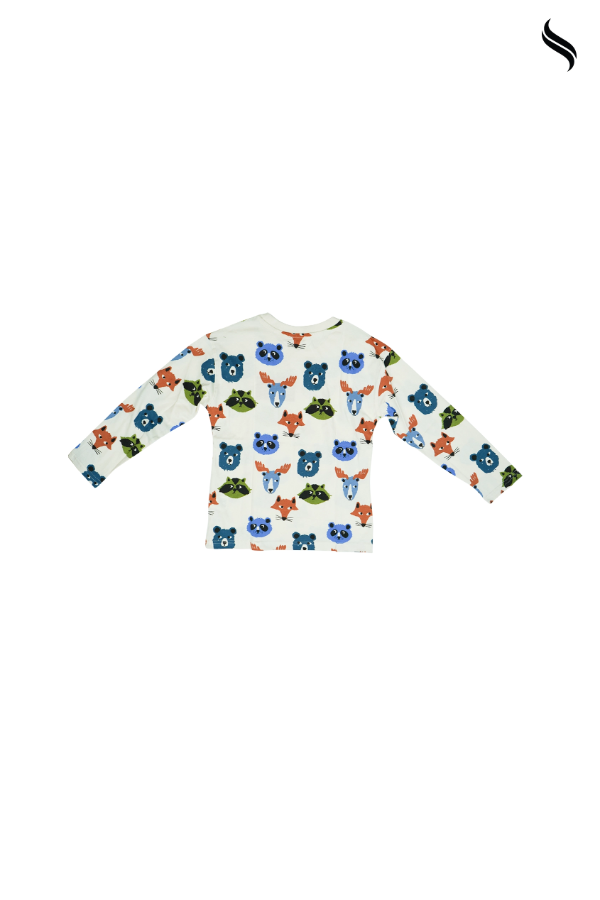 SEESHELL Kid's Boys T-Shirt Cotton Full Sleeve Animal Print White (White Color) 06