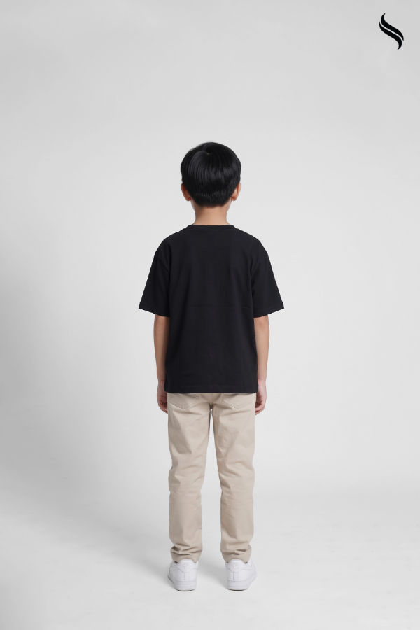 SEESHELL Kid's Boys T-Shirt Regular Fit Cotton Short Sleeve Black (Black Color) 01