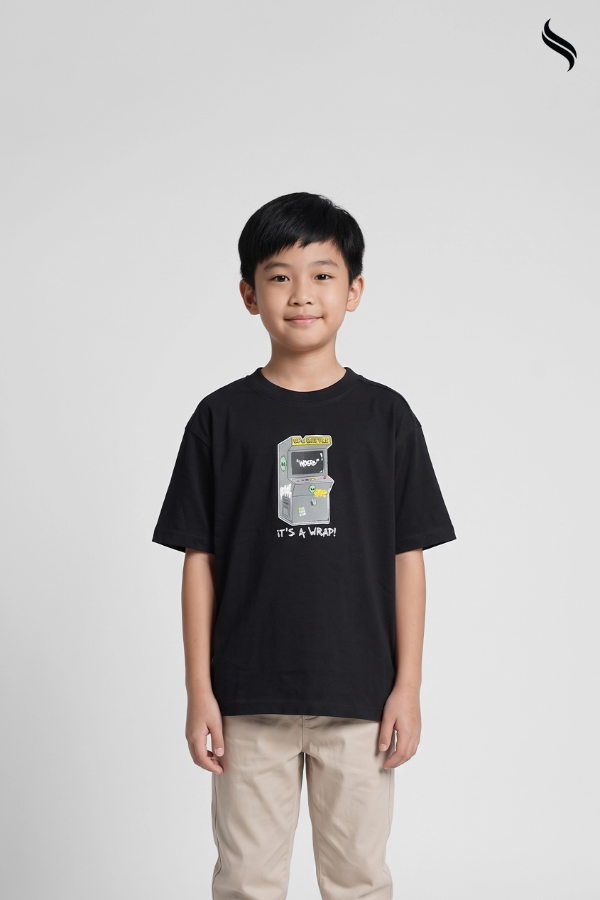SEESHELL Kid's Boys T-Shirt Regular Fit Cotton Short Sleeve Black (Black Color) 03