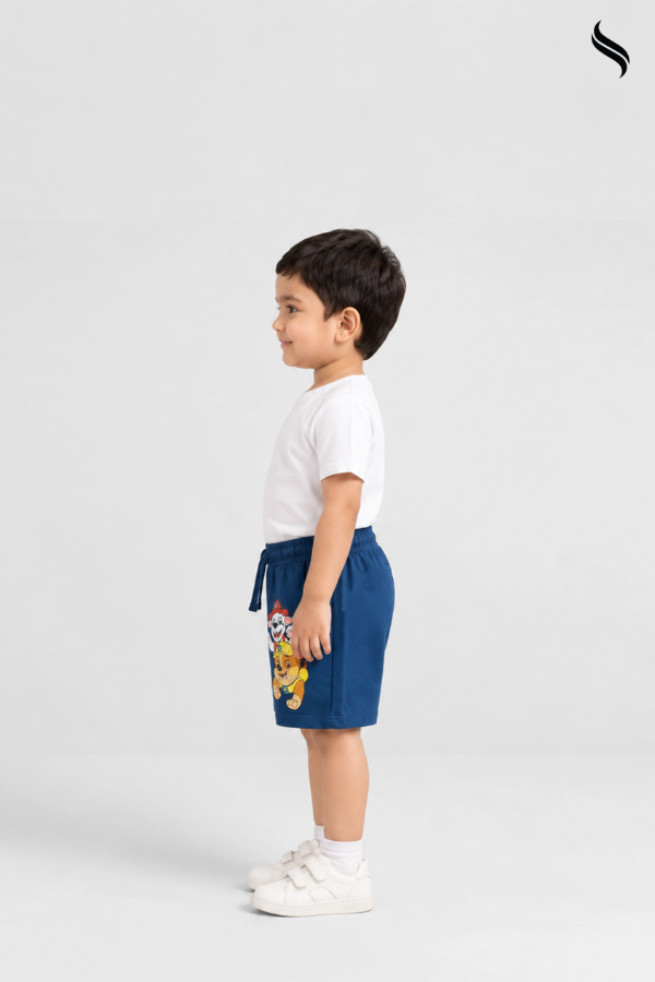 SEESHELL Kid's French Terry Paw Patrol Printed Boys shorts Dull Blue