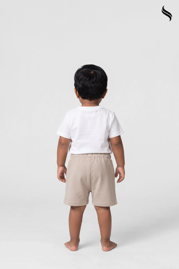 SEESHELL Kid's French Terry Unisex Shorts Sweat shorts Cream (Cream Color) 02