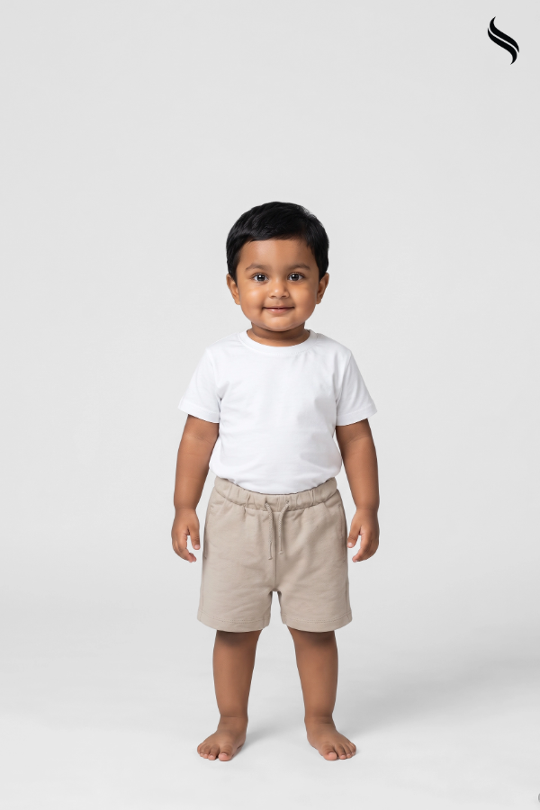 SEESHELL Kid's French Terry Unisex Shorts Sweat shorts Cream (Cream Color) 04