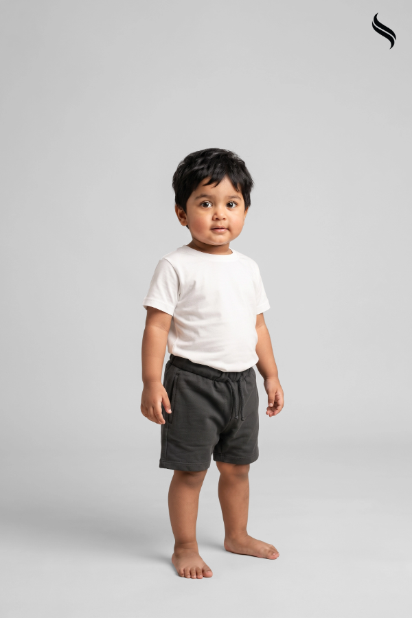 SEESHELL Kid's French Terry Unisex Sweat shorts Ash (Ash Color) 02