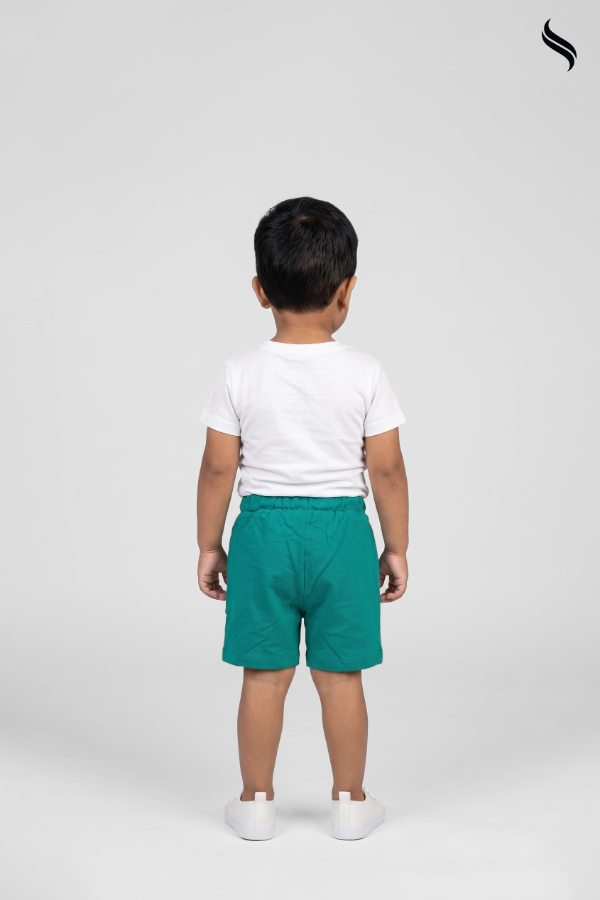 SEESHELL Kid's French Terry Unisex Sweat shorts Bright Teal (Bright Teal Color) 01