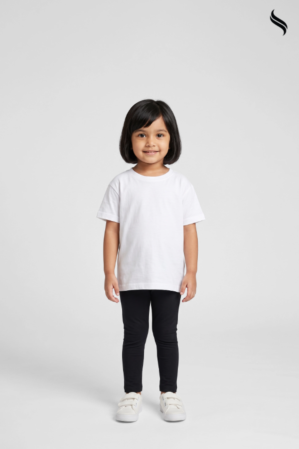 SEESHELL Kid's Girl Woven Bonded Fleece Leggings Black (Black Color) 02