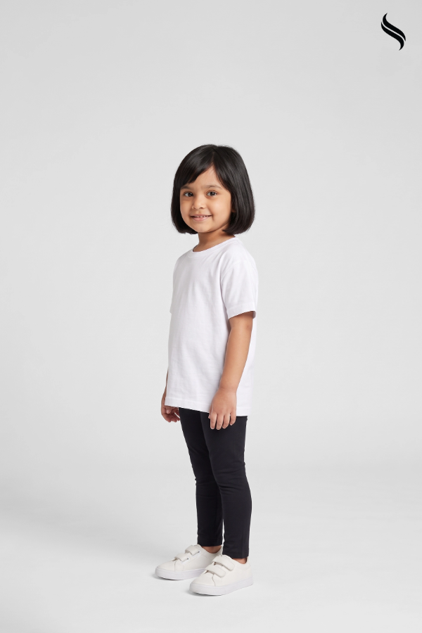 SEESHELL Kid's Girl Woven Bonded Fleece Leggings Black (Black Color) 04