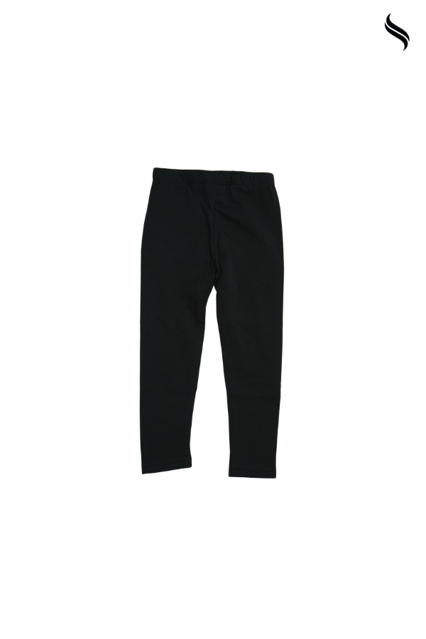 SEESHELL Kid's Girl Woven Bonded Fleece Leggings Black (Black Color) 05