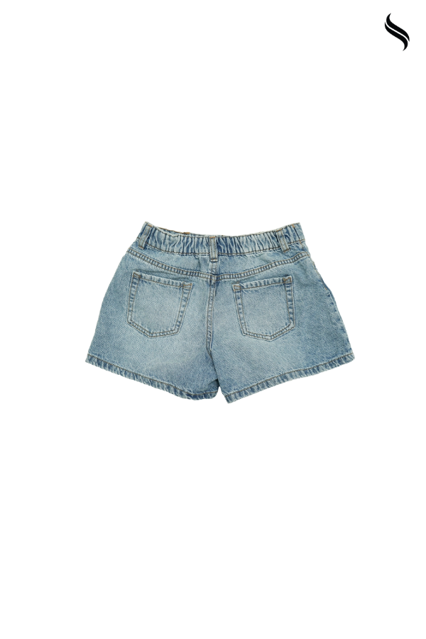 SEESHELL Kid's Girls Denim High Waist Shorts Daisy Light Blue (Light Blue Color) 05