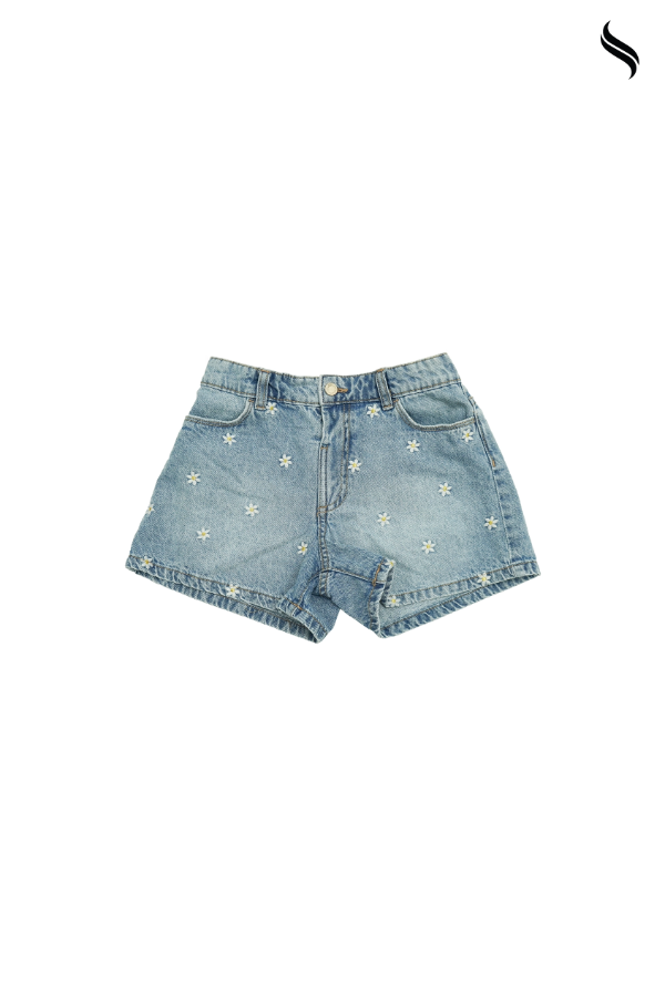 SEESHELL Kid's Girls Denim High Waist Shorts Daisy Light Blue (Light Blue Color) 06