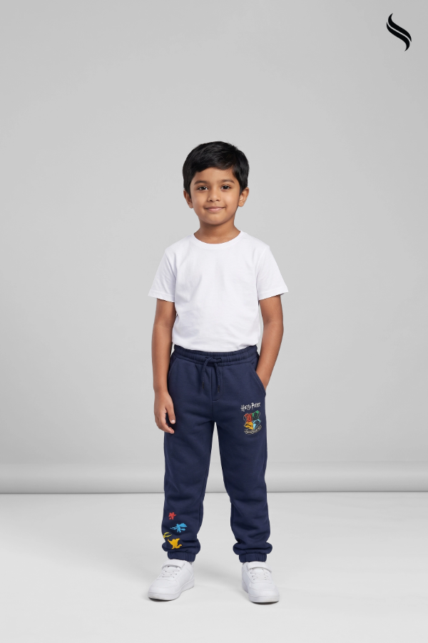SEESHELL Kid's Jogger Unisex Cotton Graphic Print Navy blue