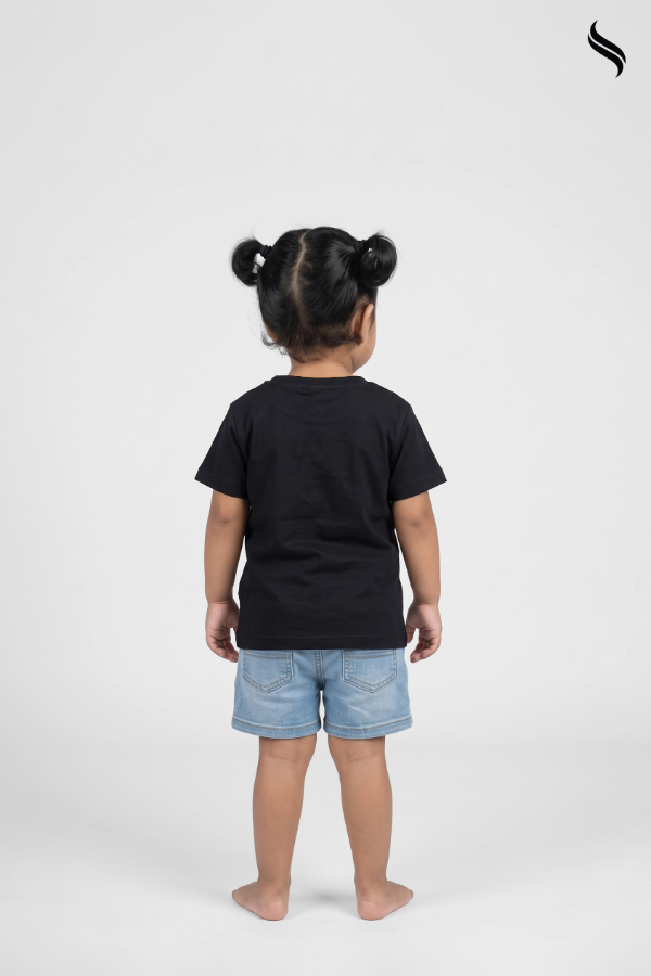 SEESHELL Kid's Unisex T-Shirt Cotton Short Sleeve Sequins Black (Black Color) 01
