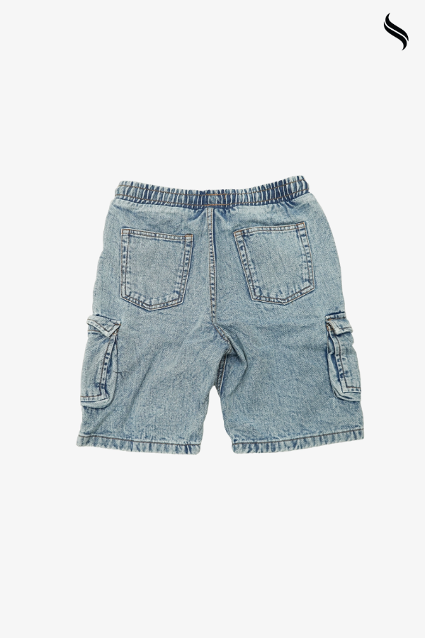 SEESHELL Men's Acid Wash Denim Relaxed Cargo Shorts Sky Blue (Sky Blue Color) 06