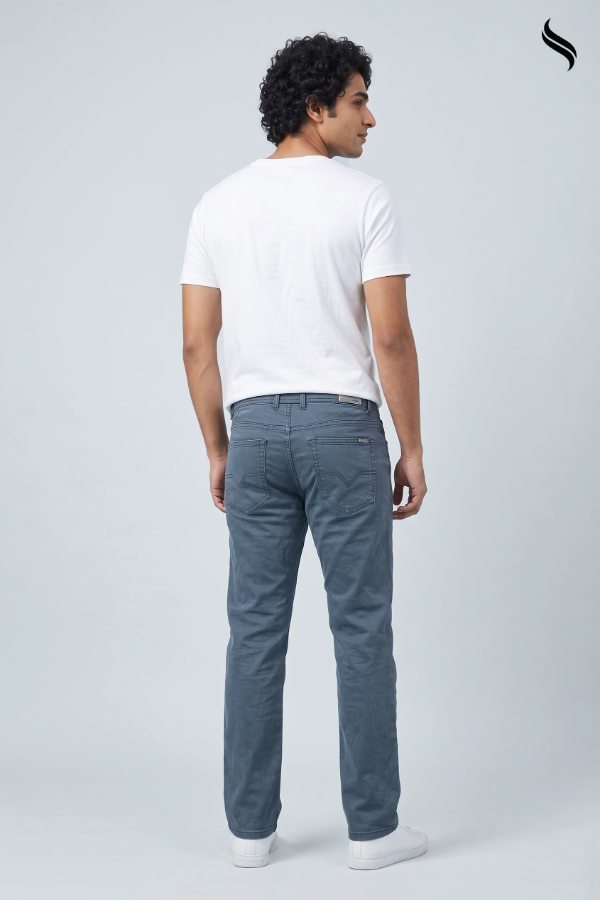 SEESHELL Men's Cotton Twill Straight Leg Denim Dusty Blue (Dusty Blue Color) 01