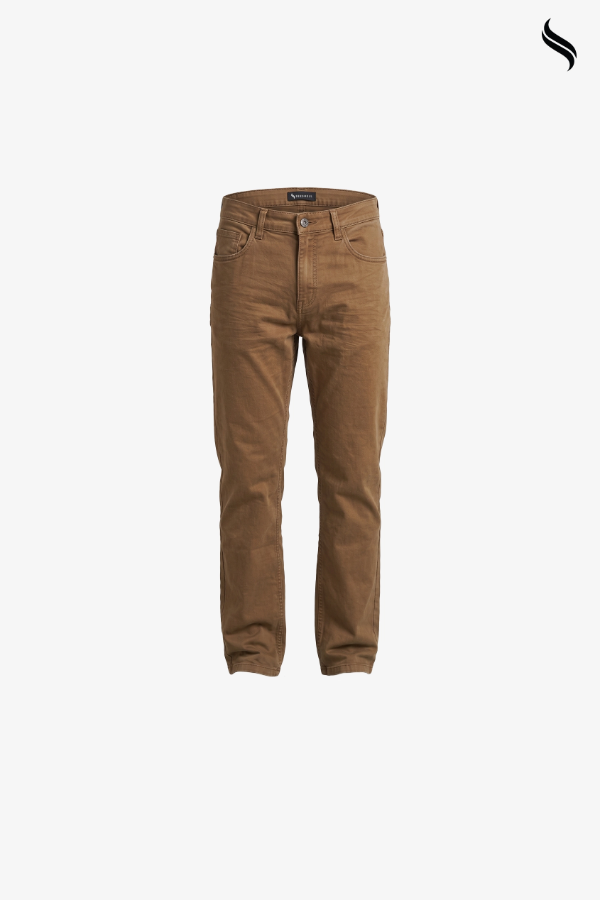 SEESHELL Men's Denim Cotton Twill Straight Leg Dark Brown (Dark Brown Color) 01