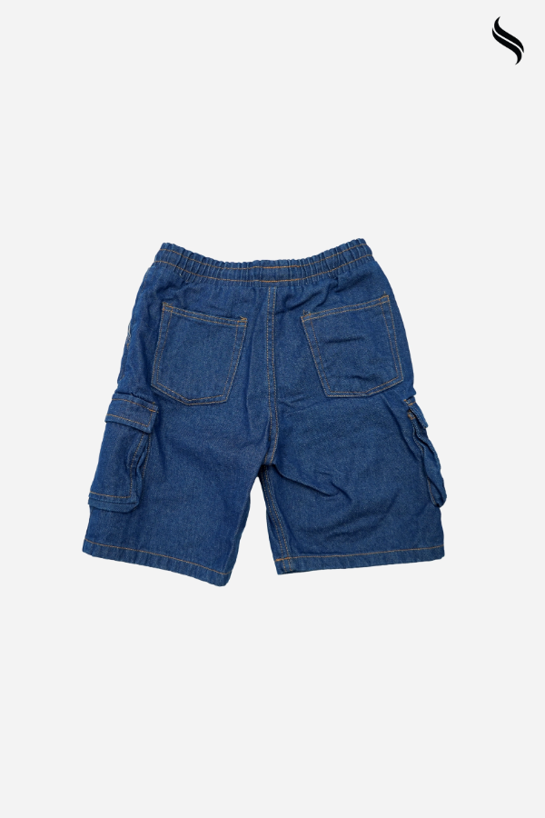 SEESHELL Men's Denim Relaxed Fit Cargo Shorts Blue (Blue Color) 06