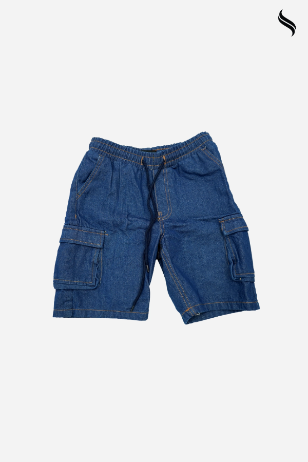 SEESHELL Men's Denim Relaxed Fit Cargo Shorts Blue (Blue Color) 07