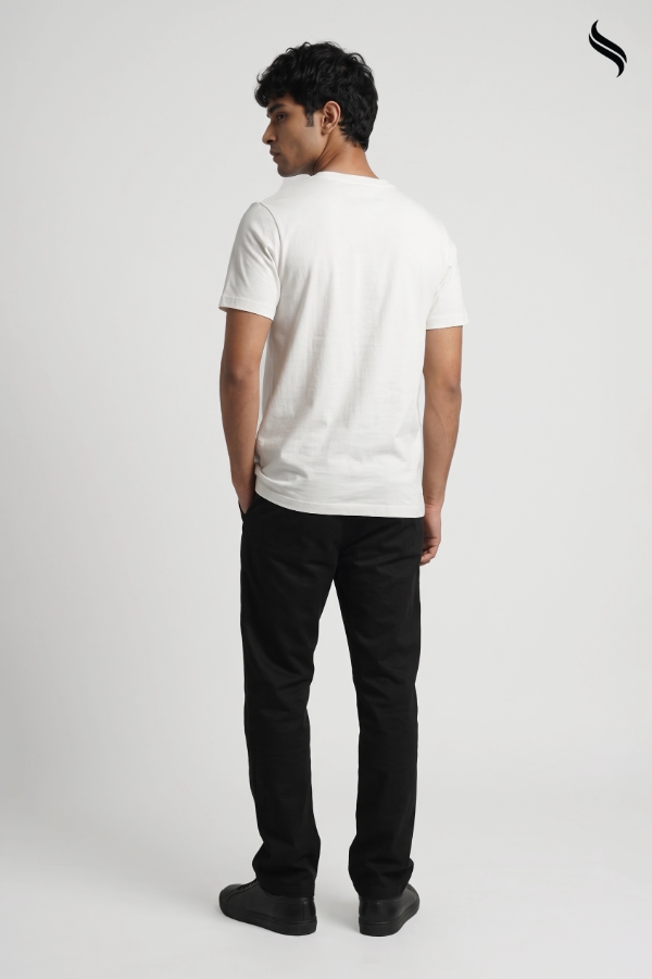 SEESHELL Men's Essential Solid Knit T-Shirt – White (White Color) 01