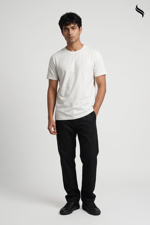SEESHELL Men's Essential Solid Knit T-Shirt – White