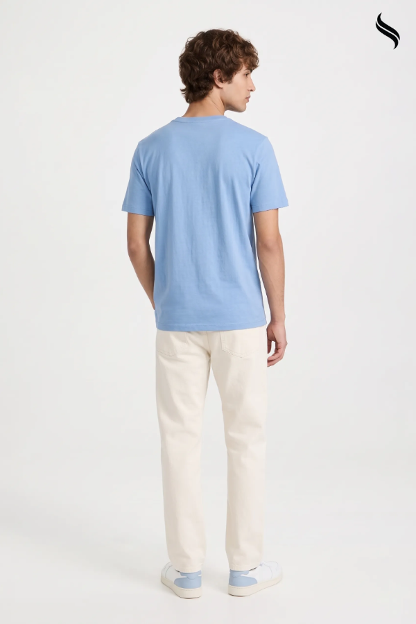 SEESHELL Men's Graphic Knit T-Shirt – Light Blue (Light Blue Color) 01