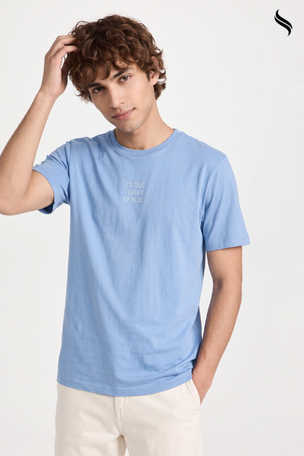 SEESHELL Men's Graphic Knit T-Shirt – Light Blue (Light Blue Color) 04