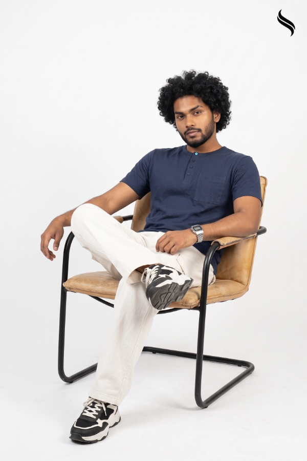 SEESHELL Men's Henley Pocket T-Shirt – Navy Blue (Dark Blue Color) 05