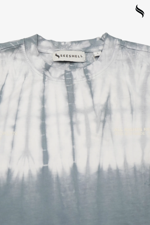 SEESHELL Men's Tie-Dye Relaxed T-Shirt – Slate Blue (Slate blue Color) 01