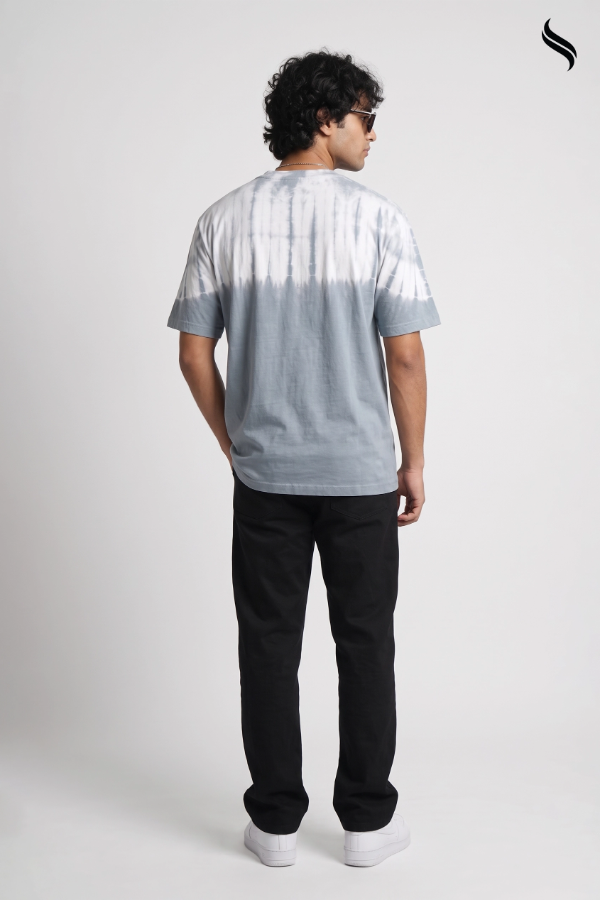 SEESHELL Men's Tie-Dye Relaxed T-Shirt – Slate Blue (Slate blue Color) 02