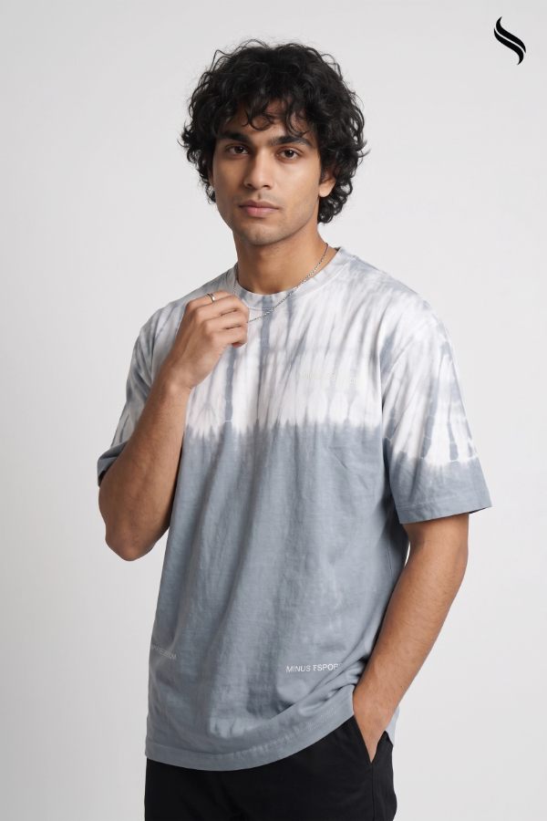 SEESHELL Men's Tie-Dye Relaxed T-Shirt – Slate Blue (Slate blue Color) 05
