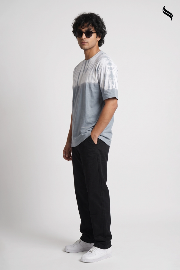 SEESHELL Men's Tie-Dye Relaxed T-Shirt – Slate Blue (Slate blue Color) 06