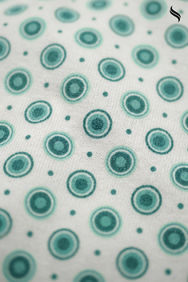 SEESHELL Women's Printed Knit T-Shirt – White & Sea Green (White & Sea Green Print Color) 08