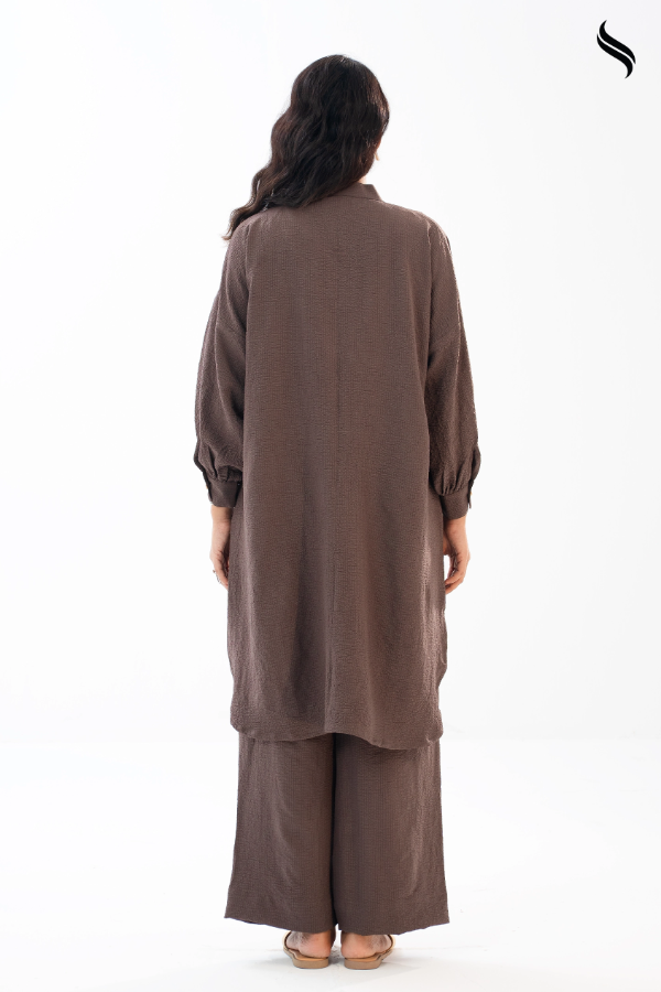SEESHELL Women's Co Ord Blended Silk Chest Pockets Wenge Brown (Wenge Brown Color) 04
