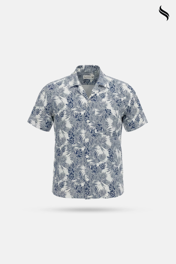 SEESHELL Men's Shirt Viscose Cotton Dual Tone White Blue (White- Blue Color) 03