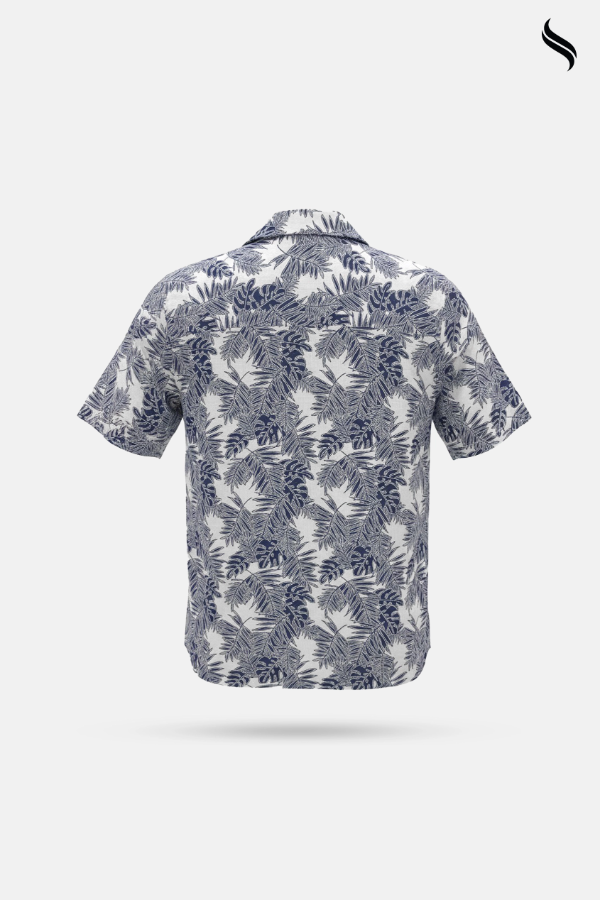SEESHELL Men's Shirt Viscose Cotton Dual Tone White Blue (White- Blue Color) 04