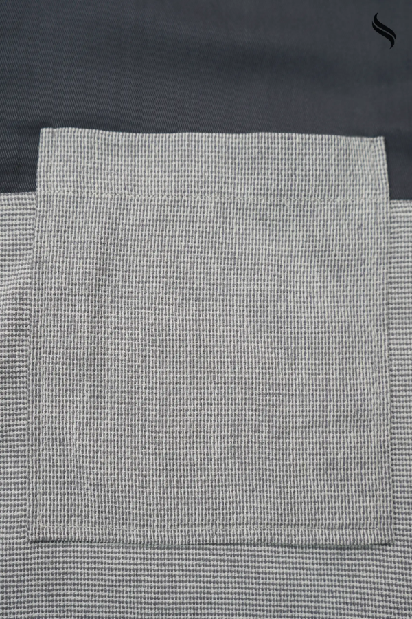 SEESHELL Men's Shirt Short Sleeve Cotton Blue Grey (Blue & Grey Color) 05