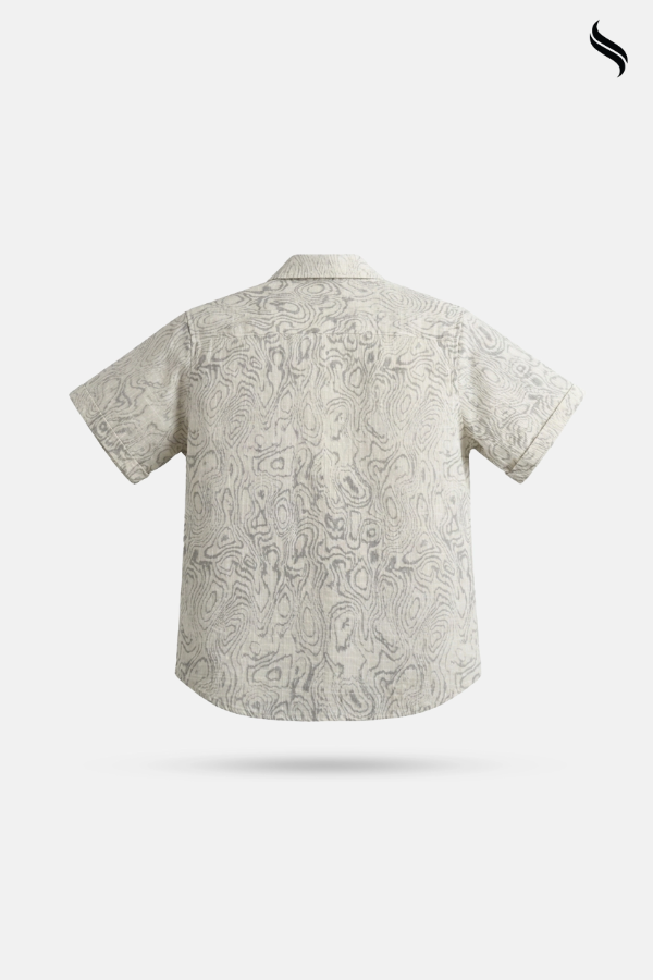 SEESHELL Men's Katua Cuban Shirt Blended Cotton White Grey (White- Grey Color) 04