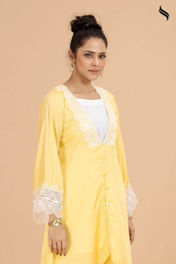 SEESHELL Women's Two Piece Blended Silk Butterscotch Yellow (Yellow Butterscotch Color) 02