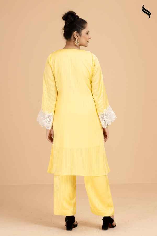 SEESHELL Women's Two Piece Blended Silk Butterscotch Yellow (Yellow Butterscotch Color) 03