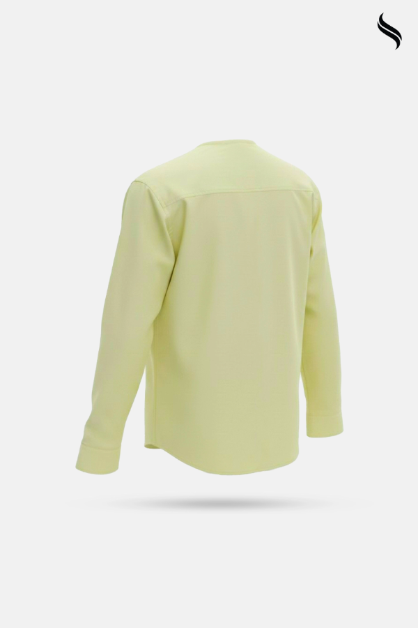 SEESHELL Men's Crew Neck Shirt Tensile Cotton Yellow (Yellow Color) 04