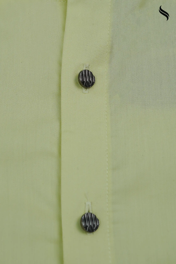 SEESHELL Men's Crew Neck Shirt Tensile Cotton Yellow (Yellow Color) 05