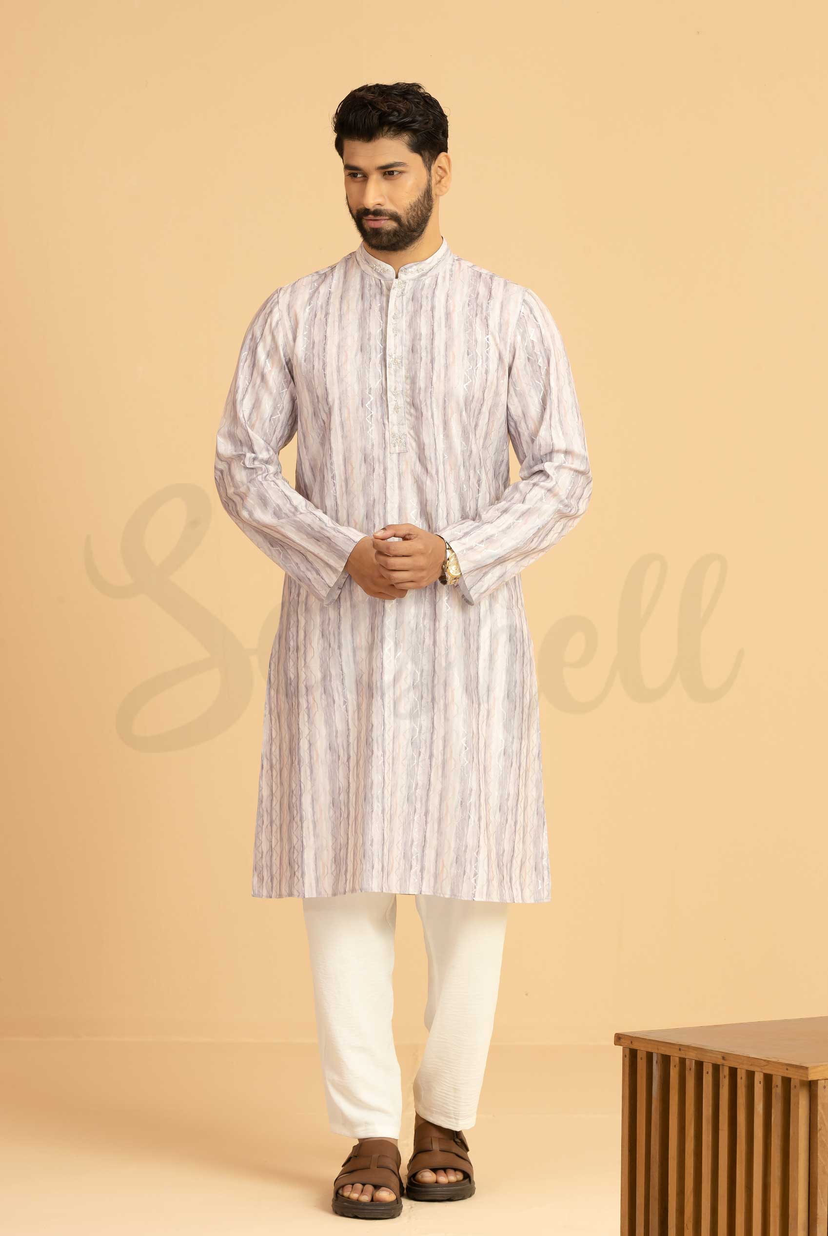 Lavender shaded zardosi work panjabi