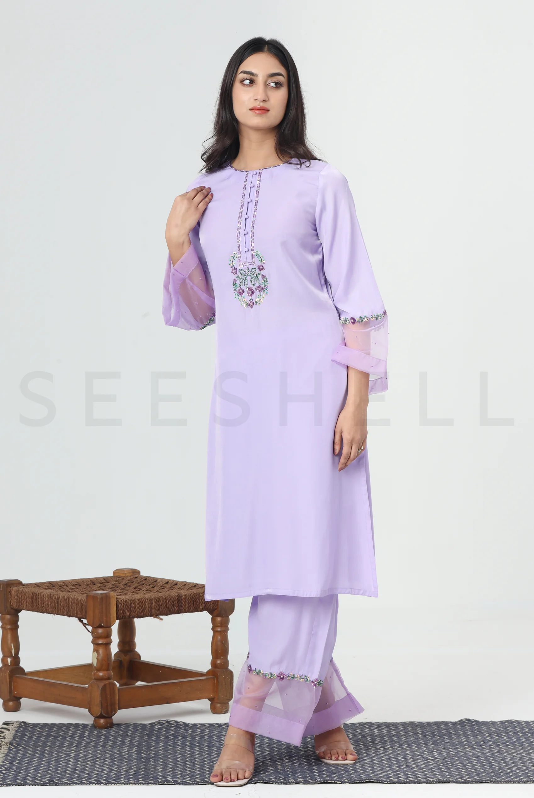 Lavender zardosi work Exclusive two piece set